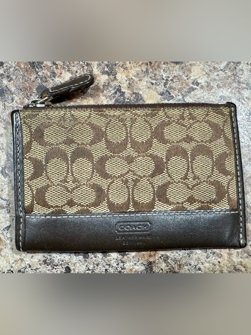 Y2K Coach Brown Signature  Card Holder Coin Purse EUC